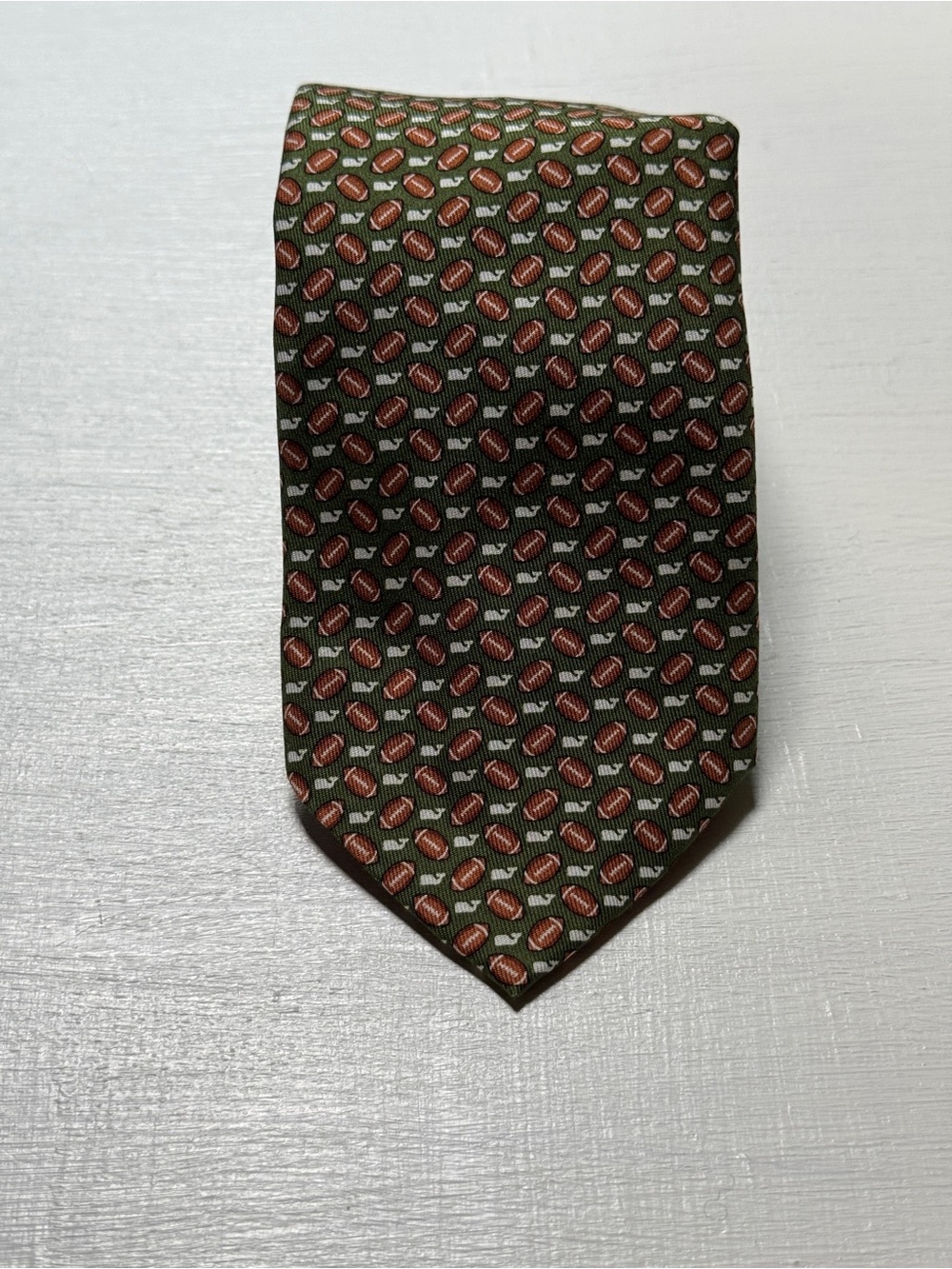 NWT Vineyard Vines 100% Silk Neck Tie Football 🏈 Green | Made In USA